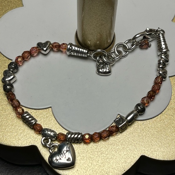 Brighton silver tone and amber crystal HOPE Charm Bracelet EUC - Picture 3 of 9
